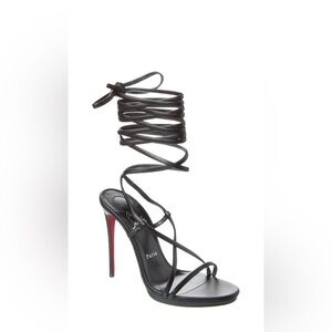 New Louboutin Black Strappy Heels